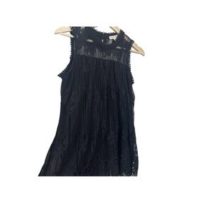 Black Lace Sleeveless Top Sheer Boho Bitter Rose Romantic Goth Aesthetic Size M‎